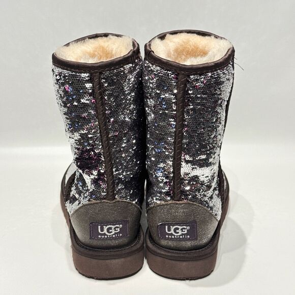 Ugg Australia Sequin Silver Purple Sparkle Winter Boot Women 7 Minimal Wear (#2) - Picture 5 of 16